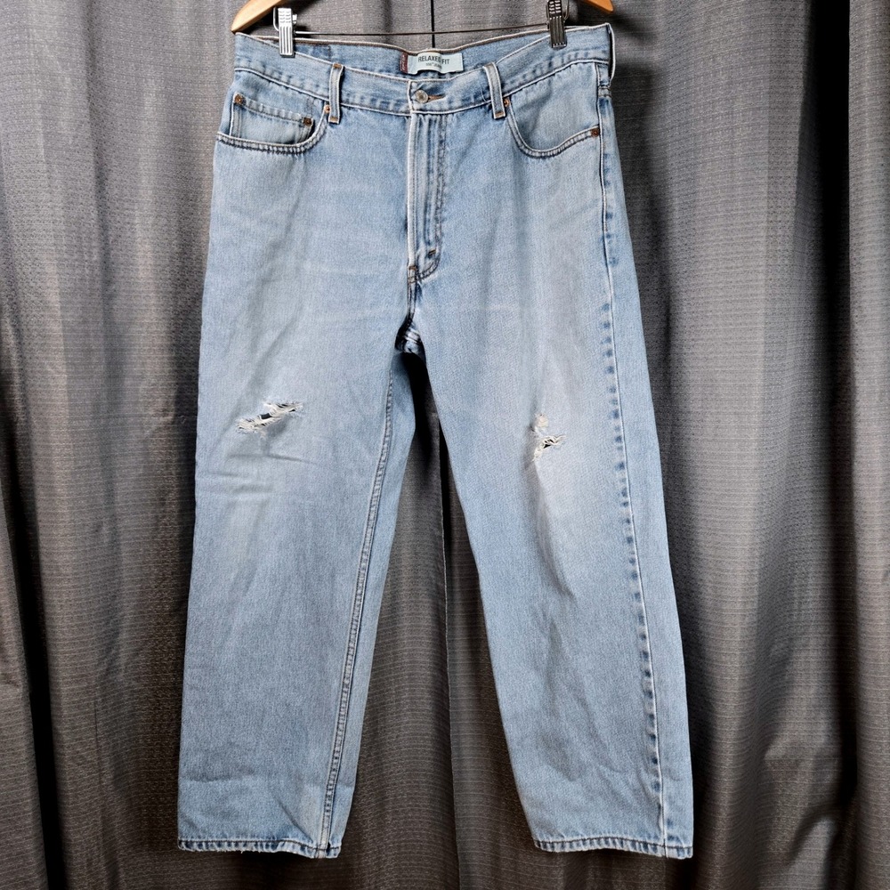 Vintage Levis 550 Jeans Men 36x29 Light Wash Distressed Relaxed Taper Y2K Skater